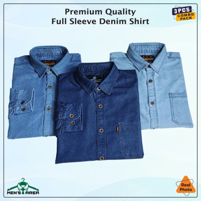 Denim Full Sleeve Single Pocket (Mid, Light & Dark Blue)