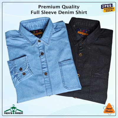 Denim Full Sleeve Single Pocket (Black & Light Blue)