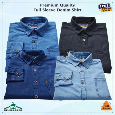 Denim Full Sleeve Single Pocket (Black & Light, Mid & Dark Blue )