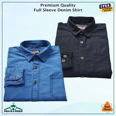 Denim Full Sleeve Single Pocket (Black & Mid Blue)