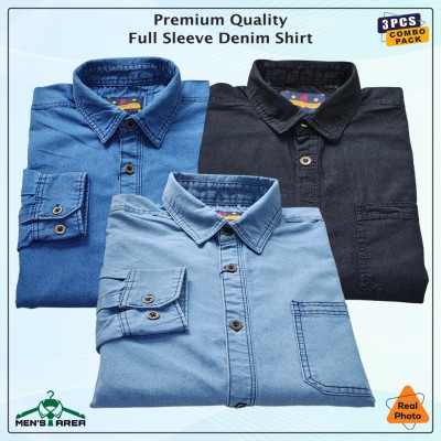 Denim Full Sleeve Single Pocket (Mid & Light Blue, Black)