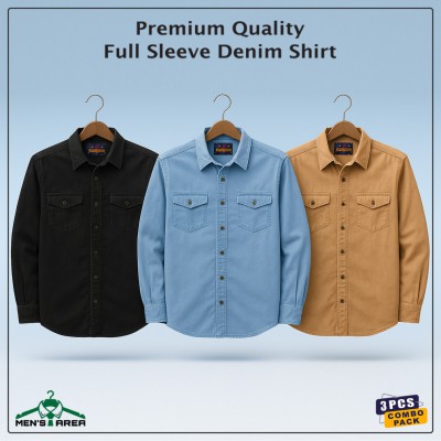 Denim Full Sleeve Double Pocket (Black, Blue & Khaki)