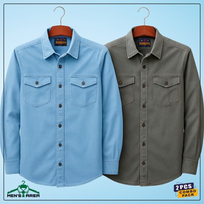 Denim Full Sleeve Double Pocket (Blue & Gary)