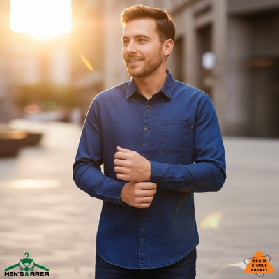 Denim Full Sleeve Single Pocket (Dark Blue)